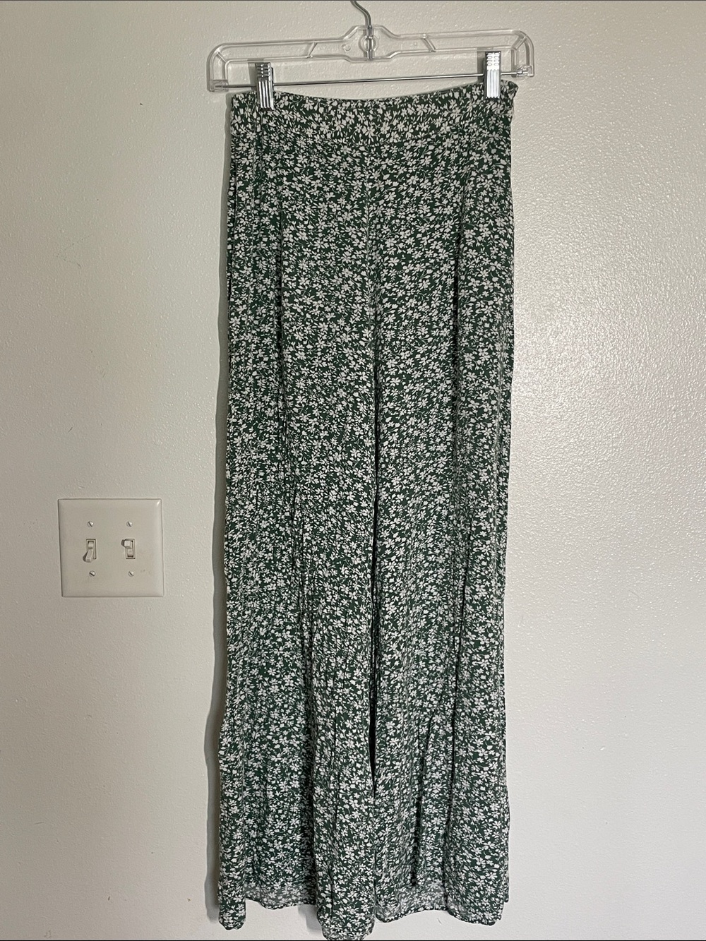 Dark Green Floral Wide-Leg Palazzo Pants